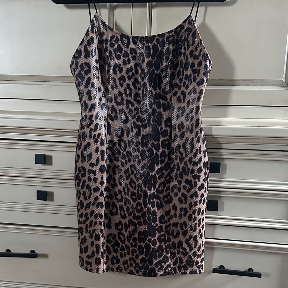 Blue Blush Leopard Print Mini Dress